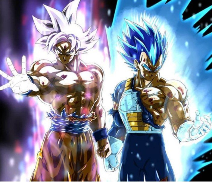 Goku y Vegeta Ultrainstinto Dominado y Super Saiyajin Blue Evolution ...