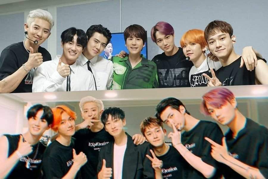 Super Junior S Kyuhyun And Eunhyuk Snap Photos With Exo Backstage At