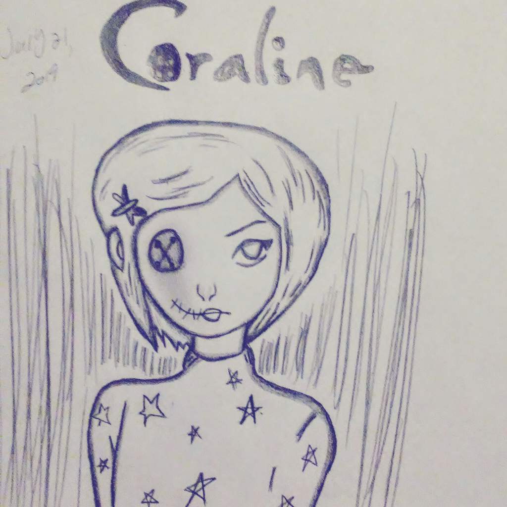 Adding More Details In My Coraline Drawings Clear Blue Outline