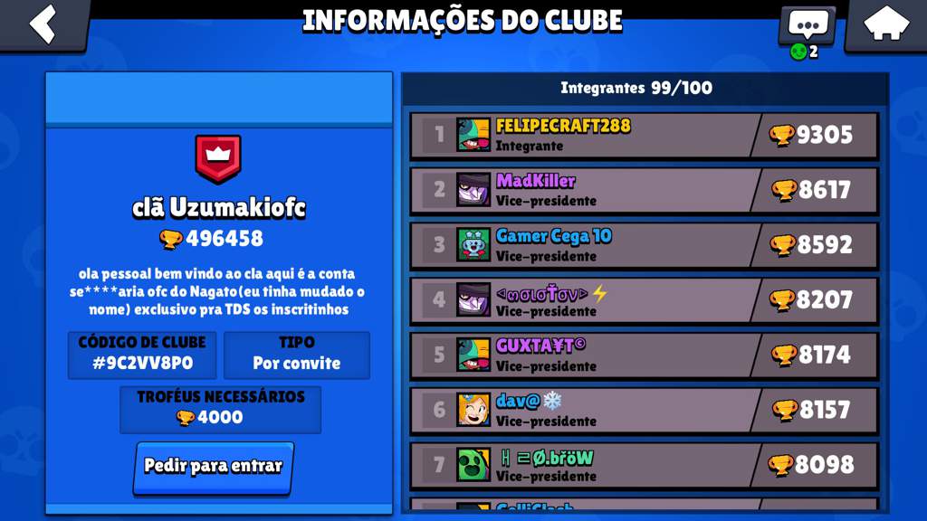 os nomes em codigos do brawl stars