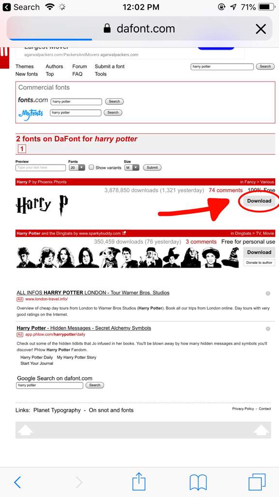 harry potter font on google docs