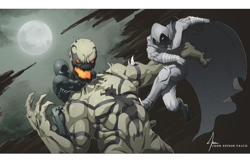 "Symbiote Spider-man and Moon Knight vs Anti-venom" illustration ...