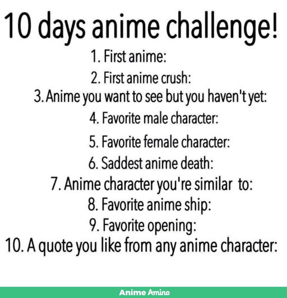 10 days anime challenge! | Anime Amino
