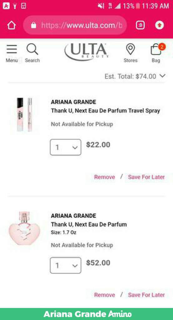 Who Getting Aris New Thank U Next Perfume Ariana Grande Amino