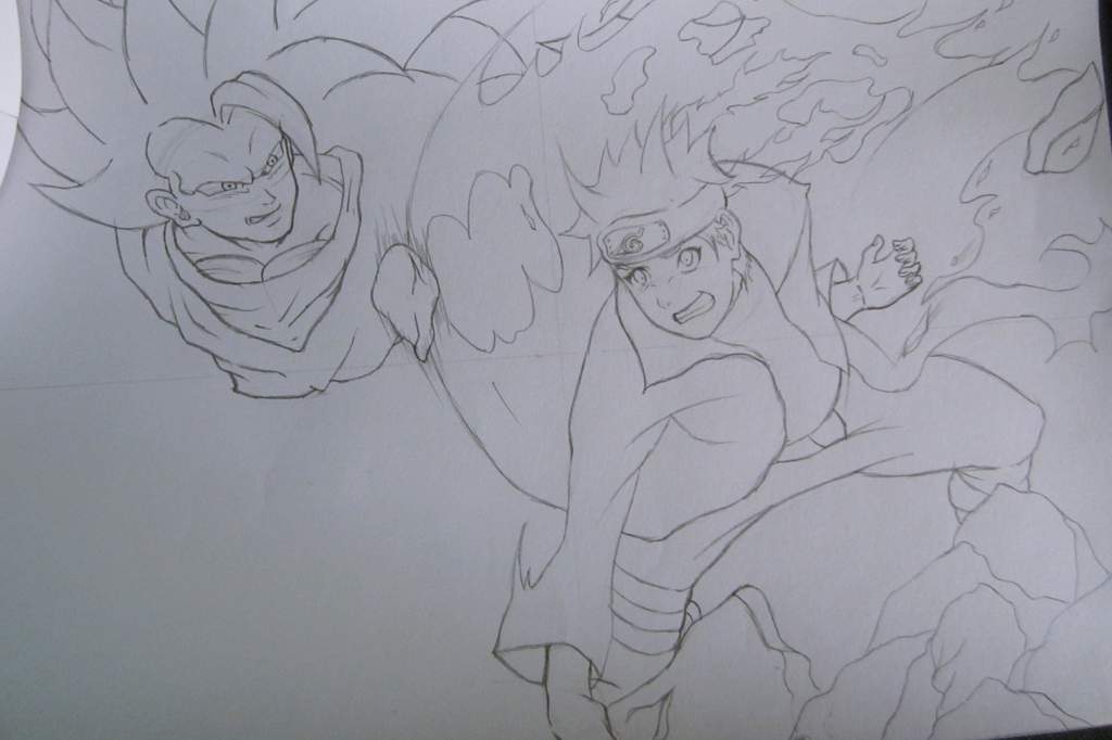 ???? Dibujo de Goku Vs Naruto (Sombreado) ???? | DRAGON BALL ESPAÑOL Amino