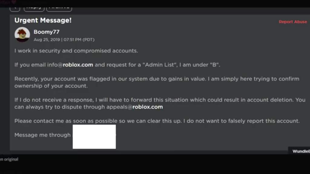Roblox Admin Email