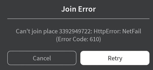 Roblox Help Error Code 610 User Geiiertgeideiweid Roblox Amino - error code 610 roblox reddit