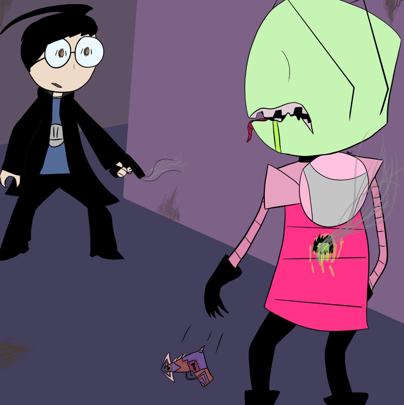 Holy Shit Dib Just Accidentally Shot The Alien Person | Invader Zim Amino