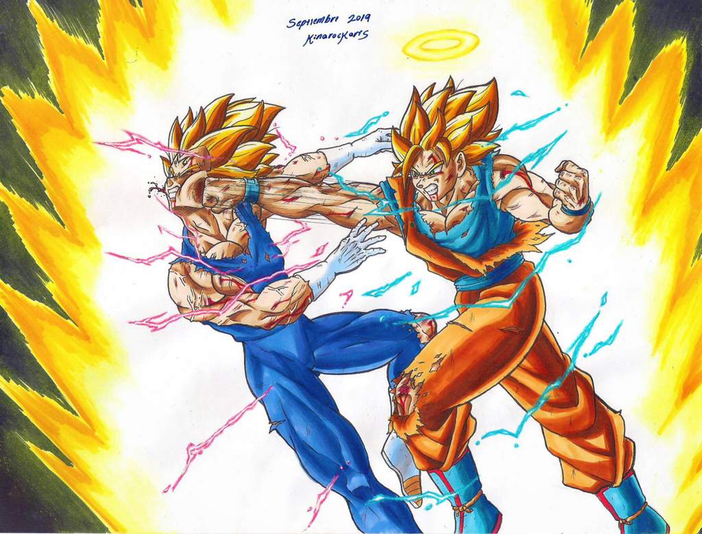 Goku VS vegeta ssj2 | Arte Anime Amino Amino