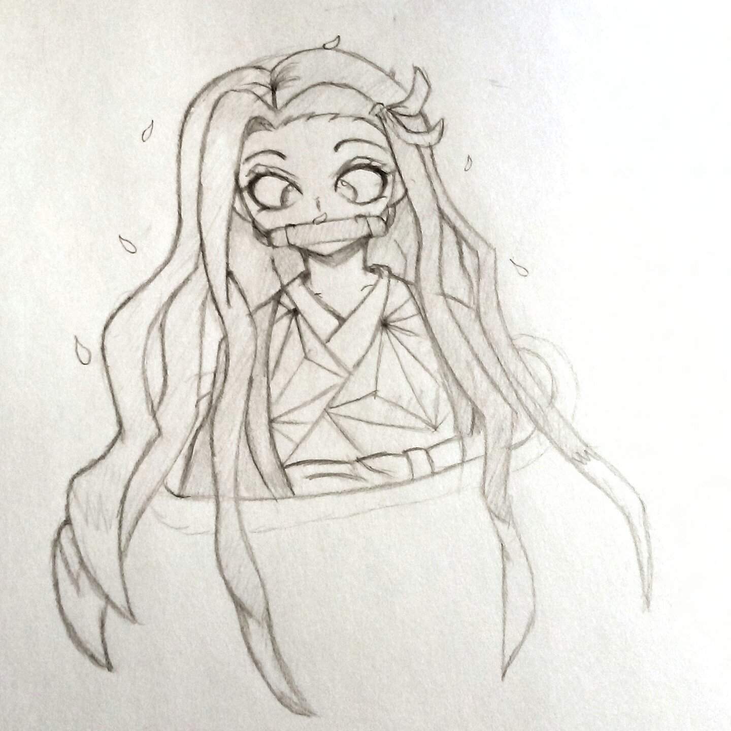 Rough Sketch Of Nezuko | Anime Amino