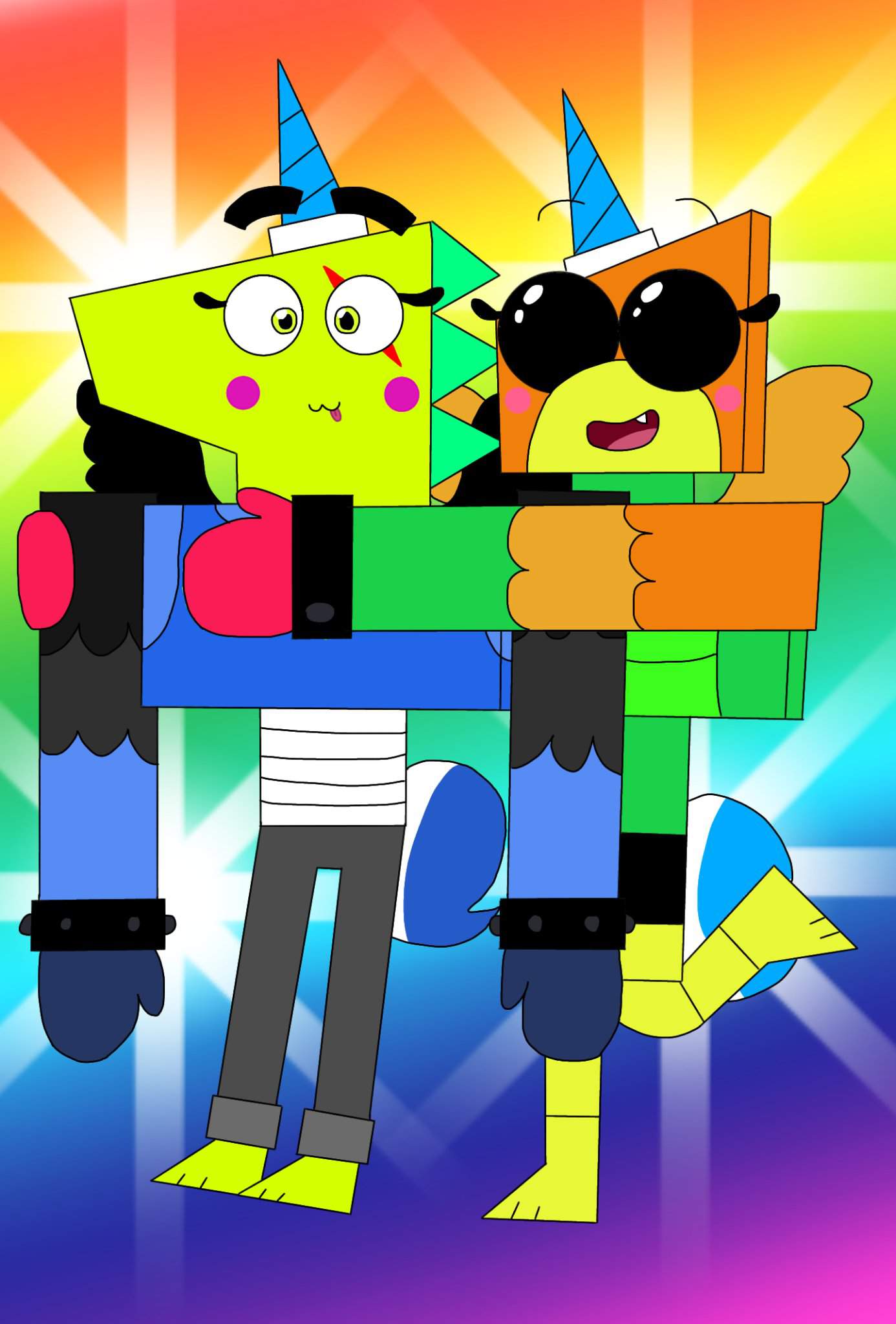 Hawkodile and Eagleator with happy horn | Unikitty! Amino