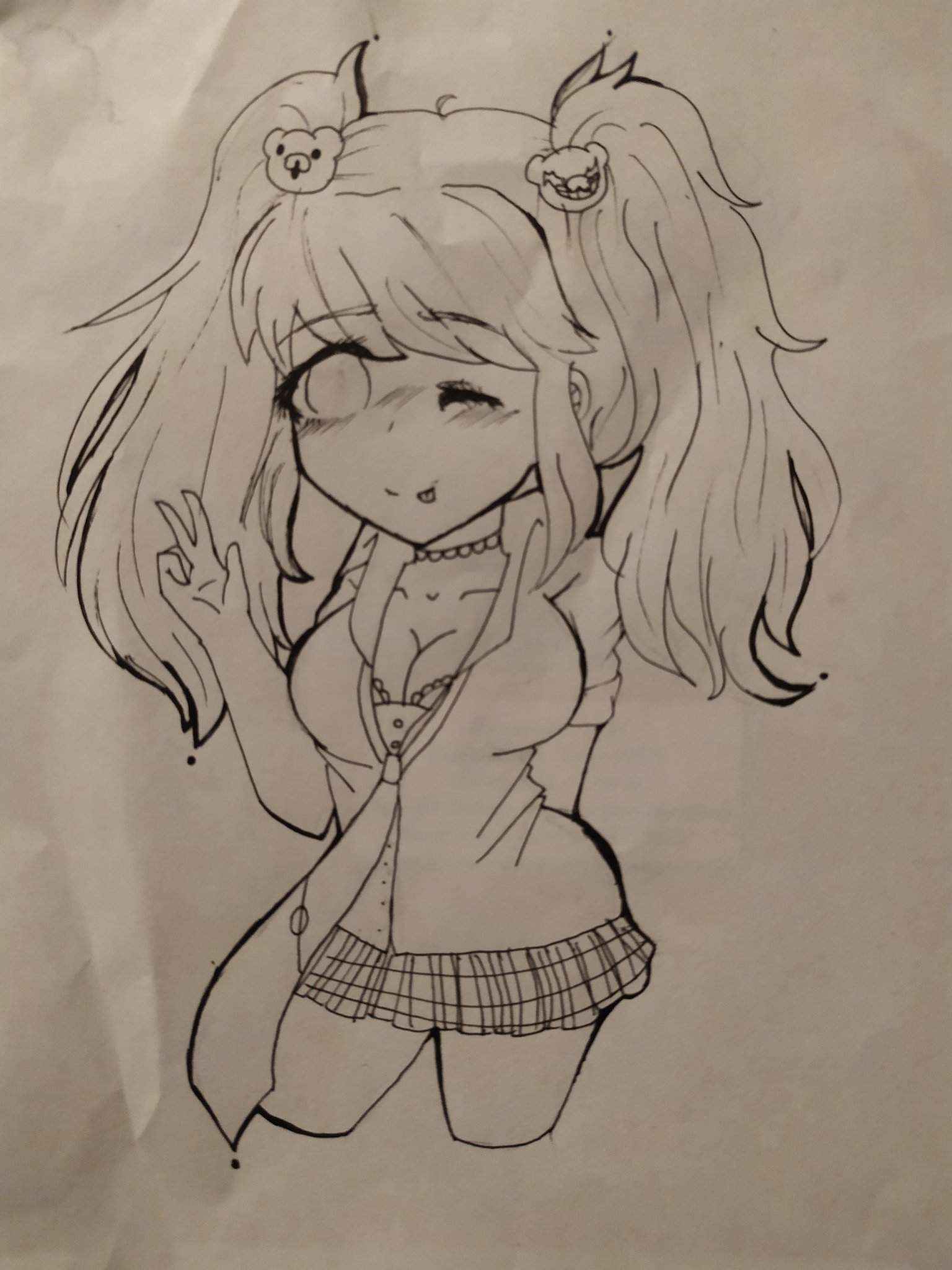 Dibujo de Junko Enoshima a tradicional bien feo por cierto :