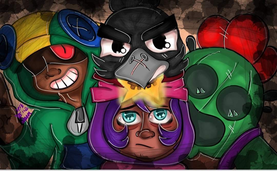 Leon,Crow,Sandy and Spike~ | Brawl Stars Amino