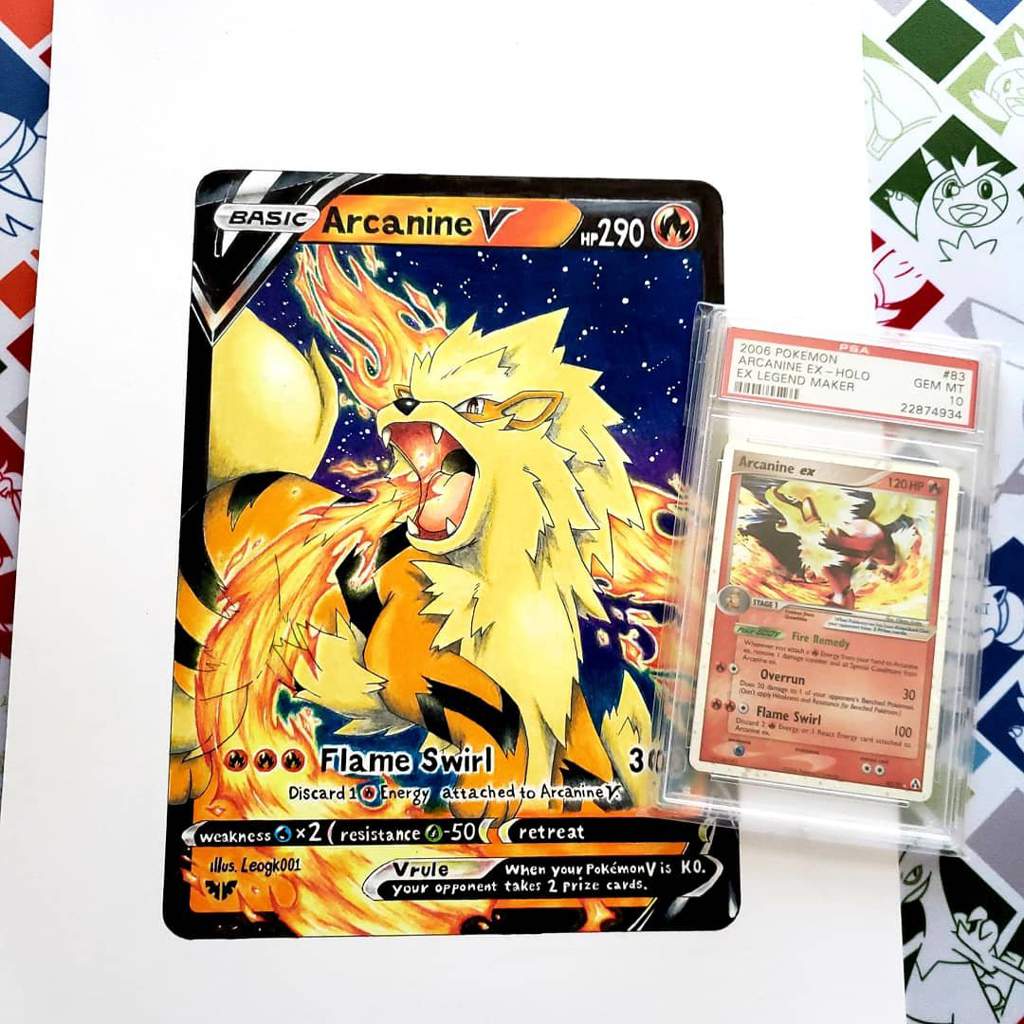 Arcanine V card drawing! 🔥🐯 Pokémon Amino