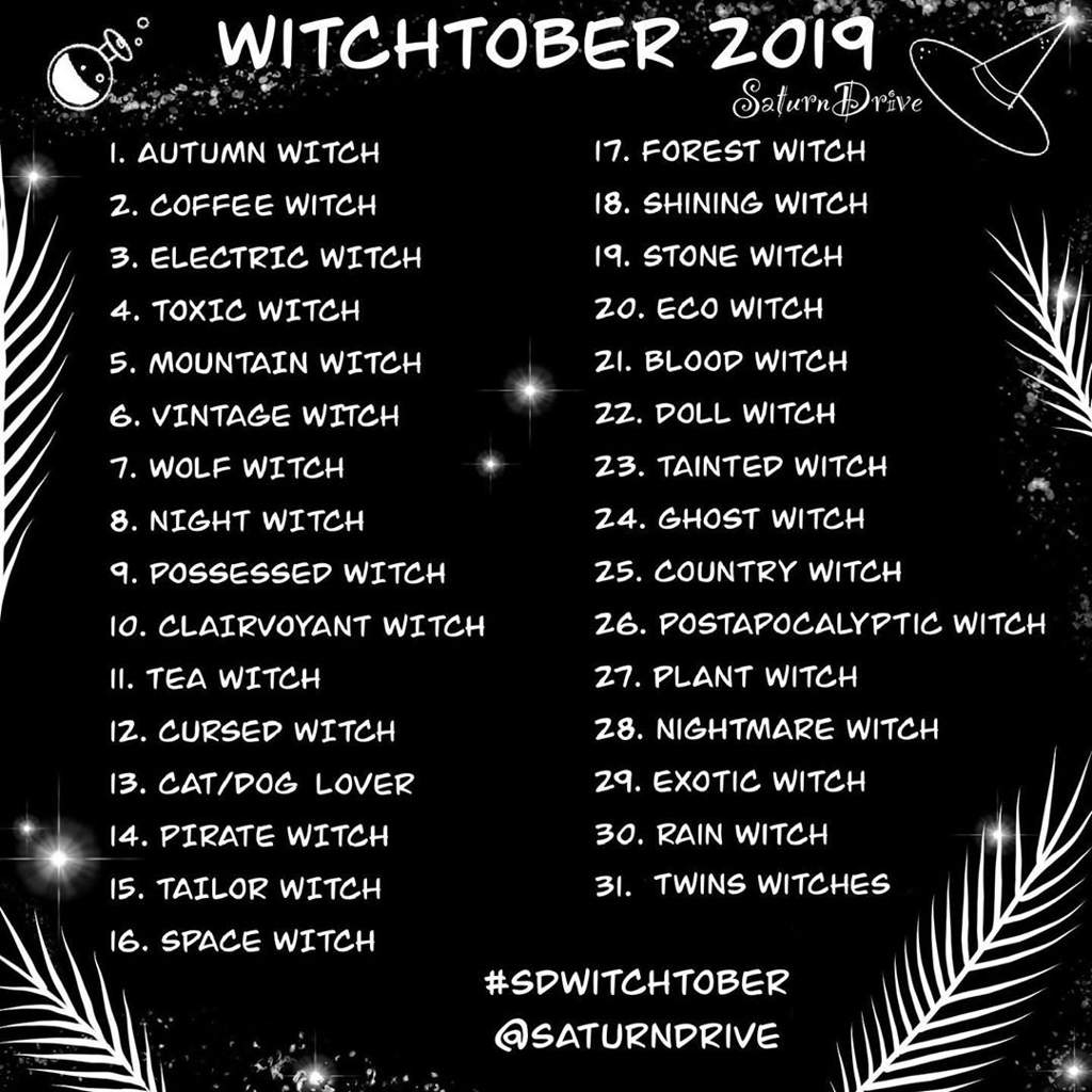 Witchtober Prompt lists | Creepy Art Show Amino