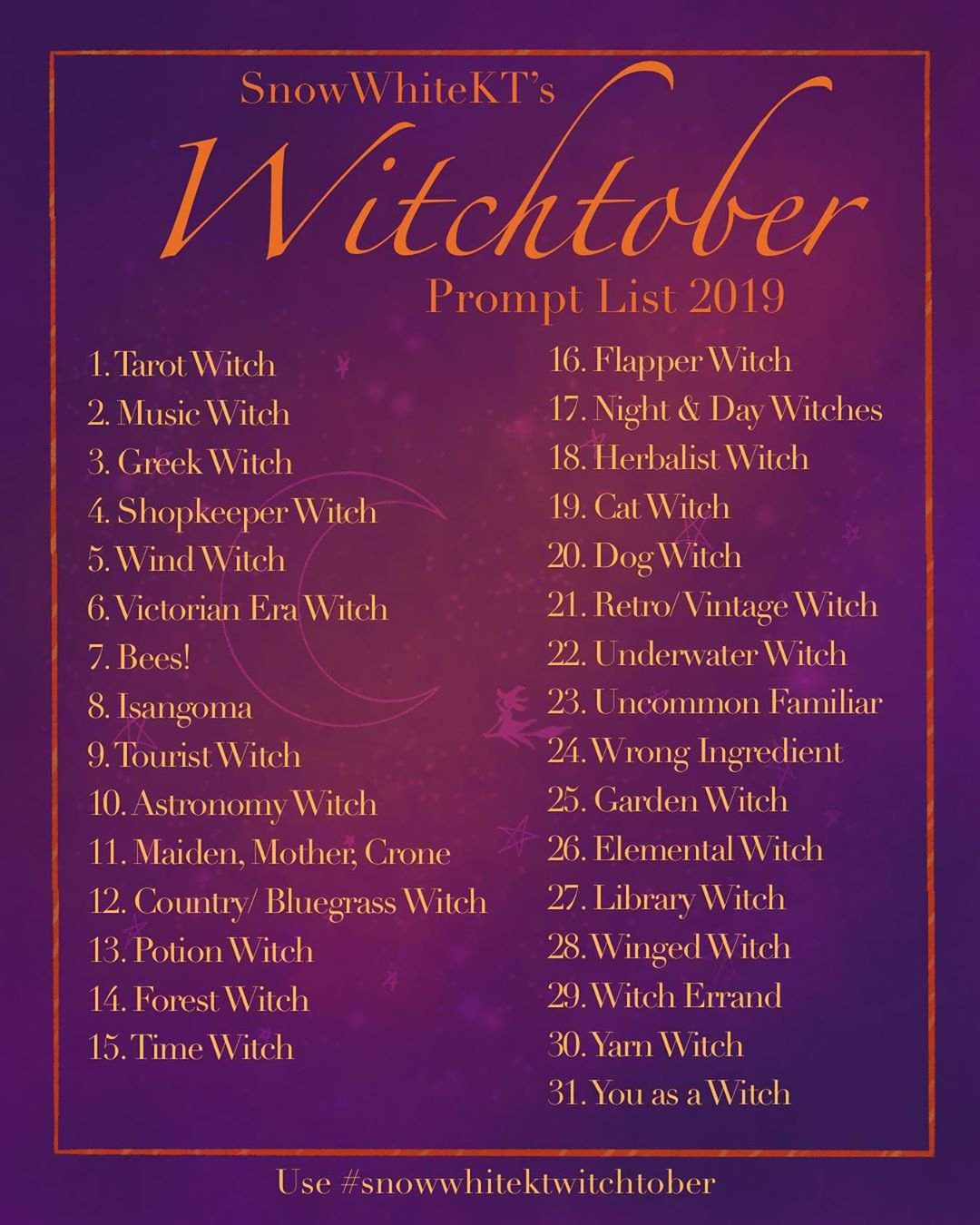 Witchtober Prompt lists | Creepy Art Show Amino
