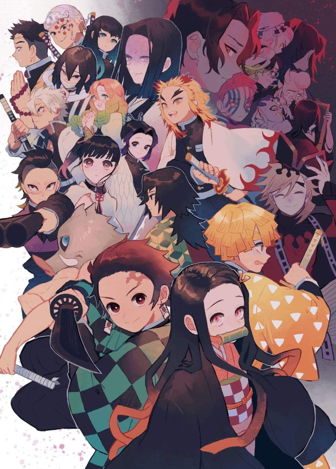 Tanjiro, Nezuko, Zenitzu, Inosuke, Los Pilares, Muzan Kibutsuji & Las ...