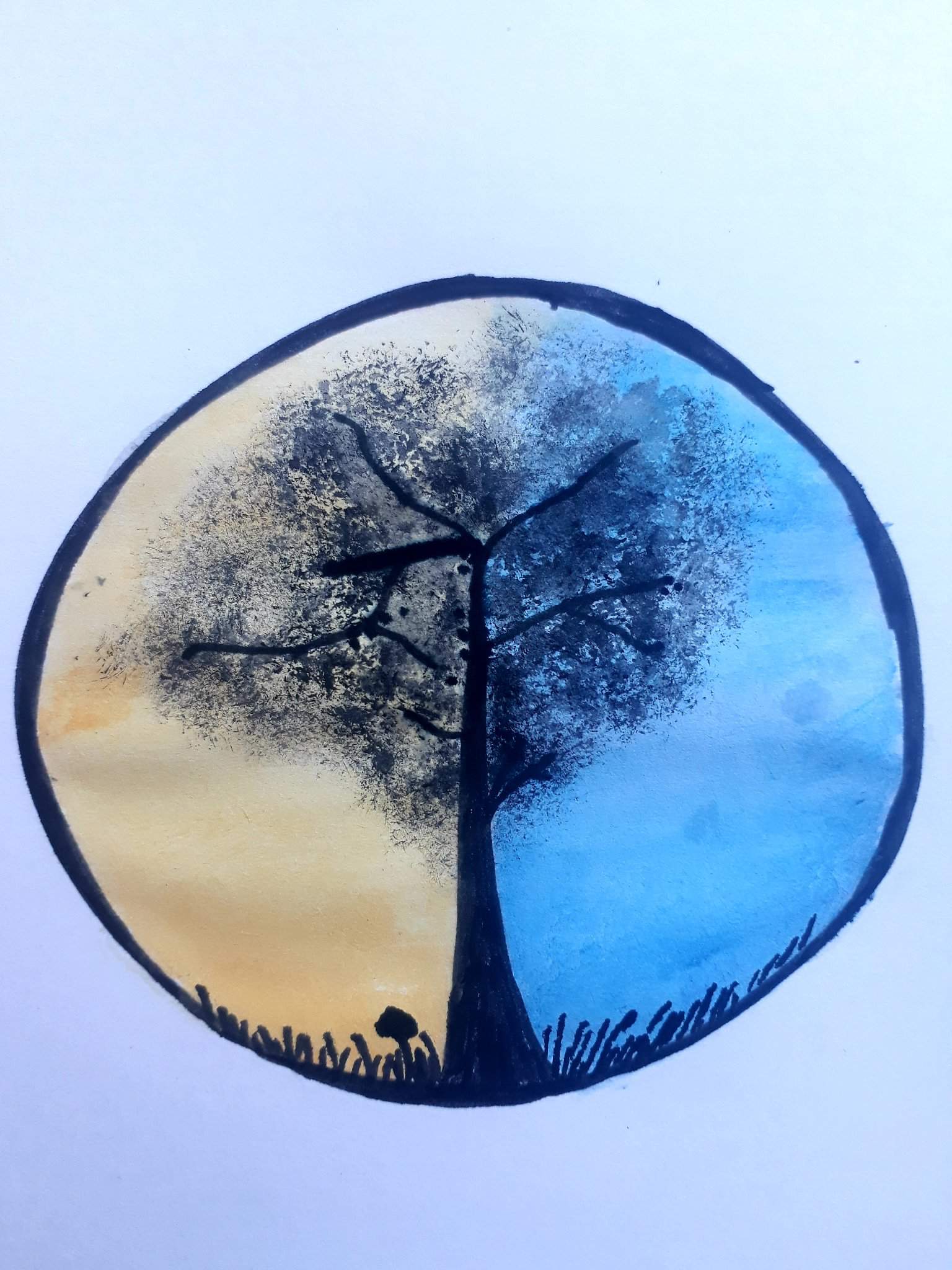 Day and Night watercolor art | Beginner Artist Amino