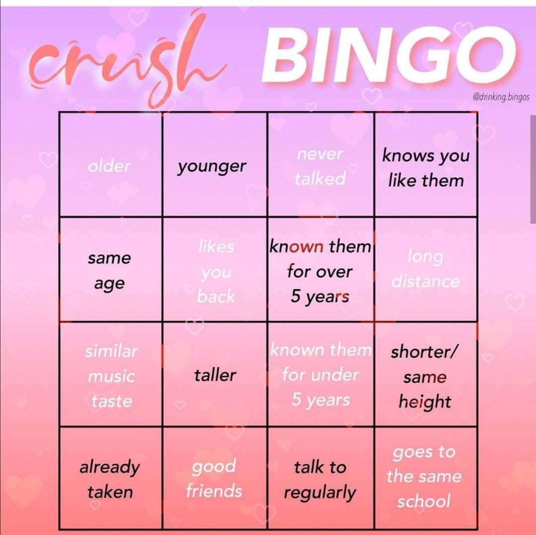 Crush Bingos for you! :D | ️CRUSH ️ Amino