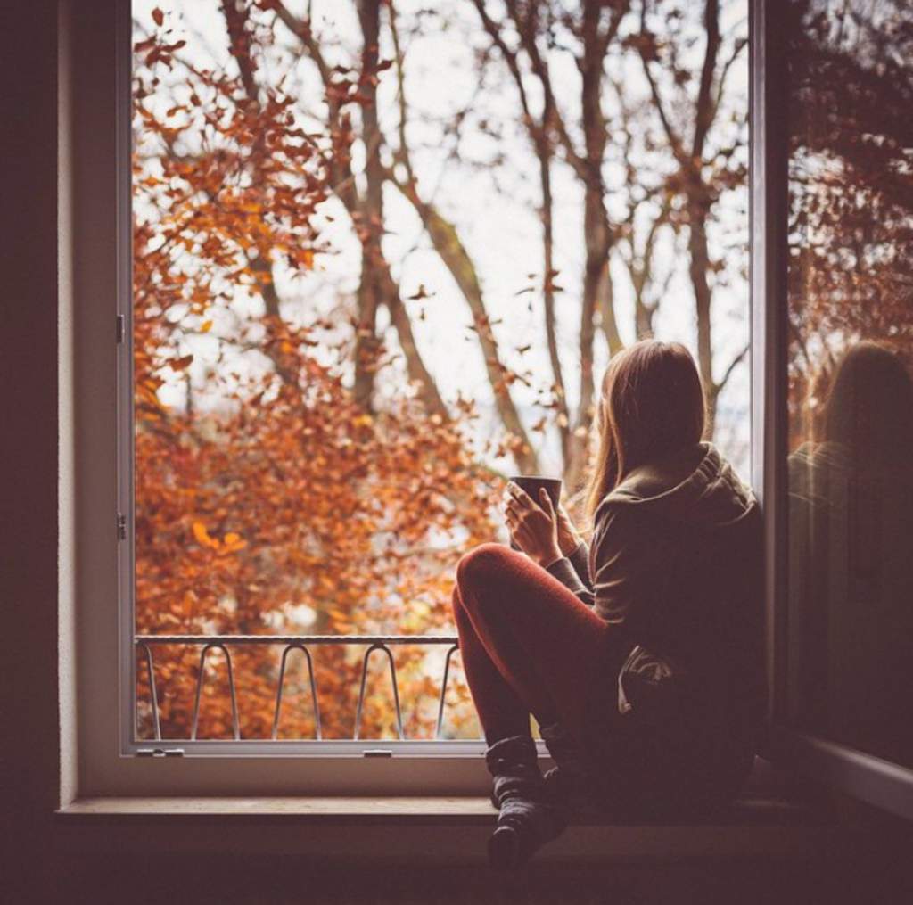Девушка у осеннего окна