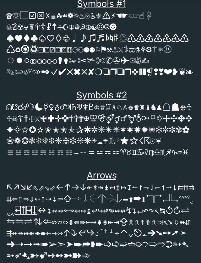 symbols | Wiki | Templates and stuff Amino