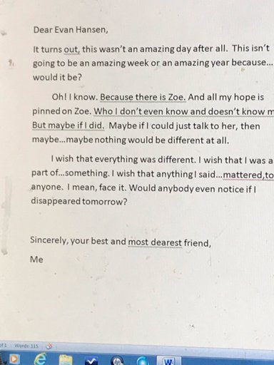 Get Dear Evan Hansen Letter To Himself Background