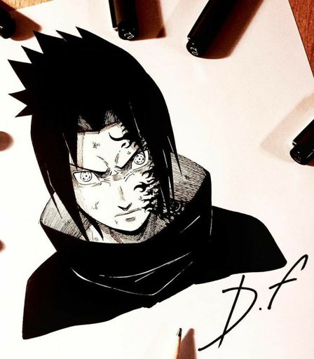 sasuke uchiha curse mark drawing