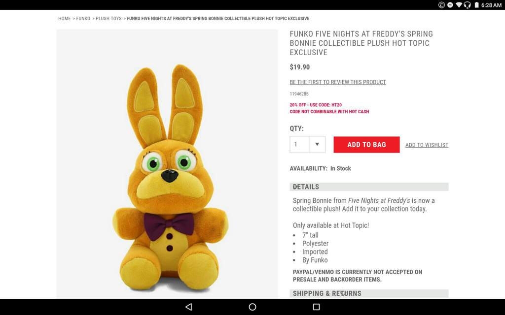 spring bonnie plush ebay