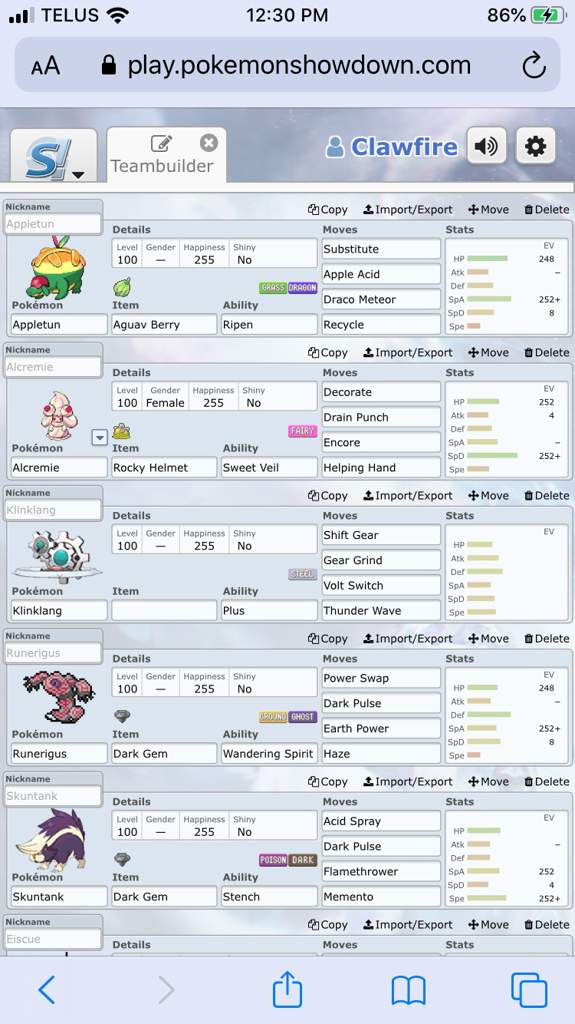 doubles pokemon showdown team