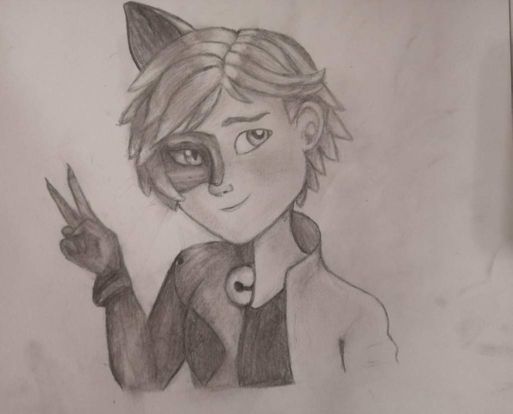 My First Pencil Drawing Of Chat Adrien Miraculous Amino