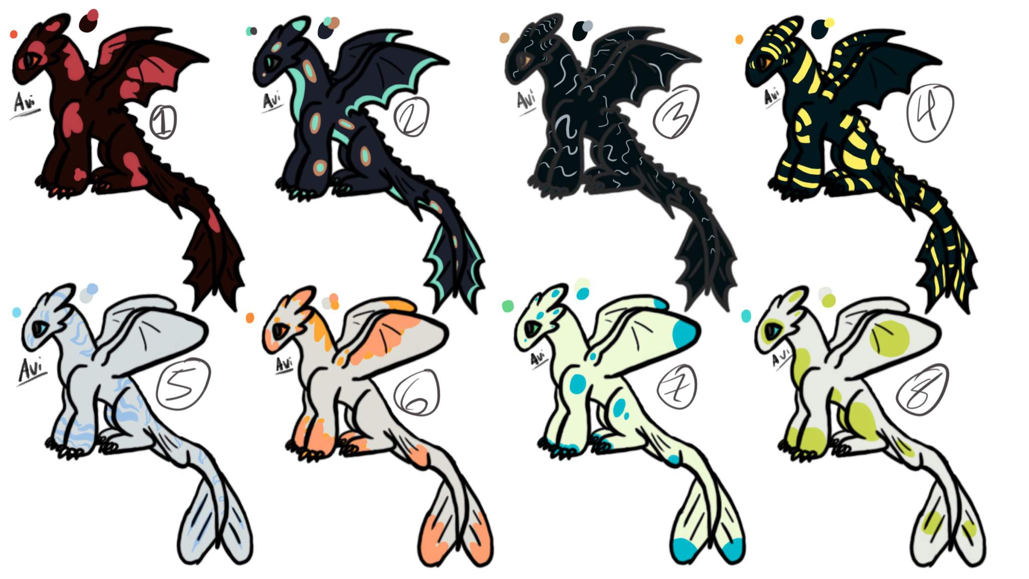 Light Furies and Night Furies Adopts! (4/8 OPEN) | H.T.T.Y.D Amino