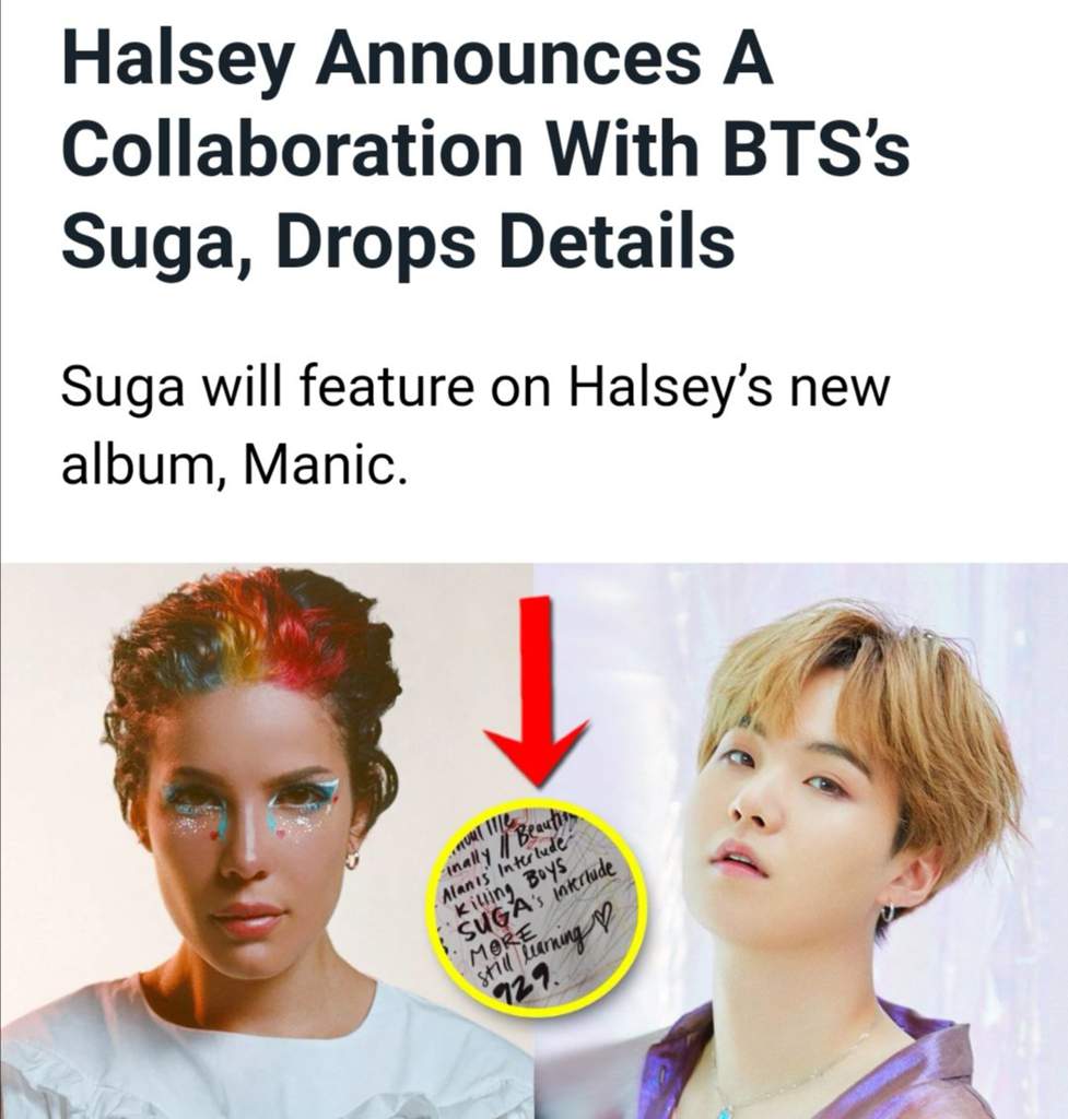 HALSEY ANNOUNCED COLLABORATION WITH SUGA BTS Amino