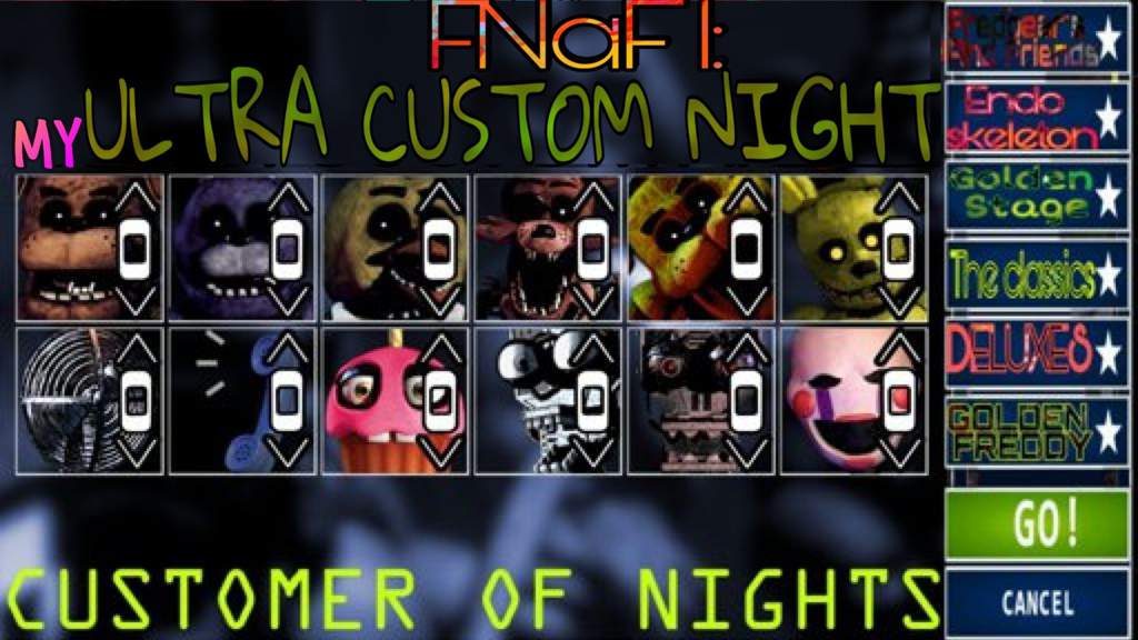 Fnaf 1 My Ultra Custom Night Five Nights At Freddy S Amino - fnaf 3 stage 01 golden freddy mini game music roblox roblox