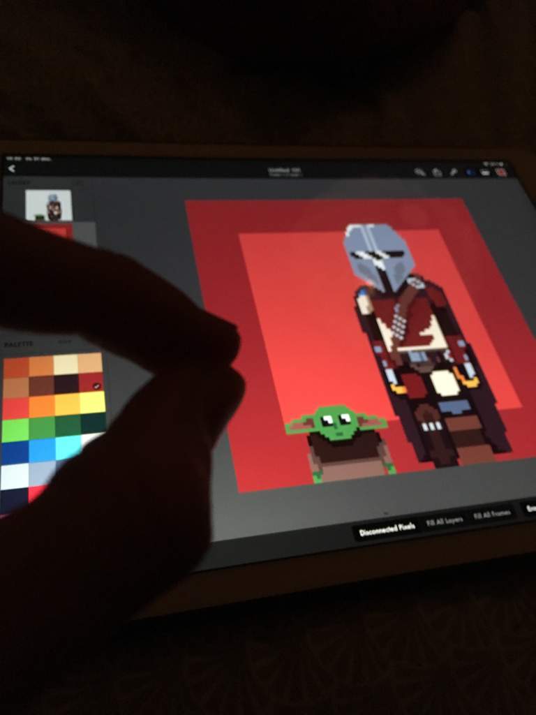 -Mando and his son- (Pixel art) | Star Wars Amino