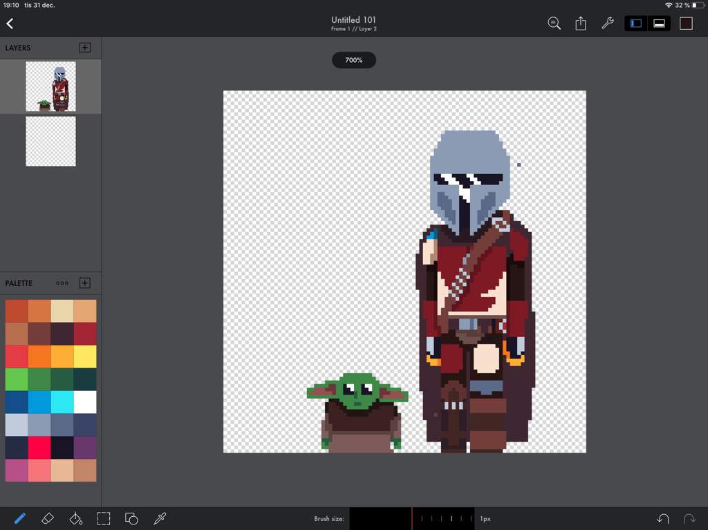 -Mando and his son- (Pixel art) | Star Wars Amino