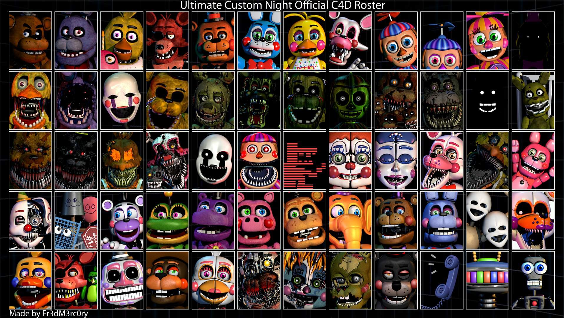 Фнаф ucn. Фредди ультимейт кастом Найт. Five Nights at Freddy’s: Ultimate Custom Night. Персонажи из Custom Night. Ultimate Custom Night мстительный дух.