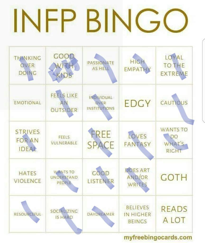 Infp And Intp Bingo I M An Infp But Get 50 50 Feeling And Thinking So I Thought Why Not Myers Briggs Mbti Amino