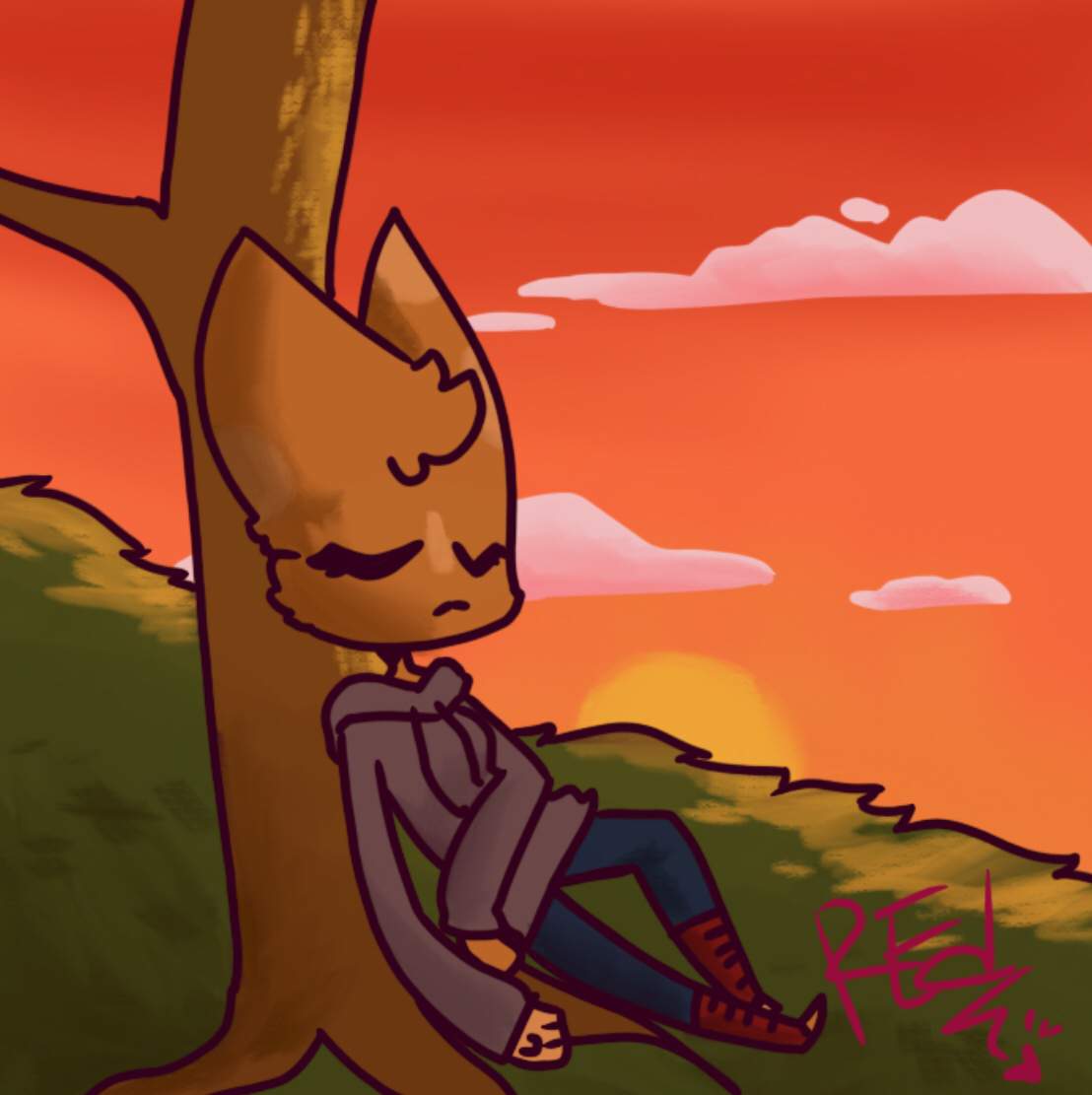 I drew Kate sleeping under a tree | OCAmino Amino