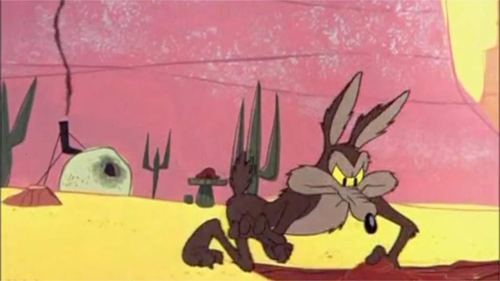 Wile E. Coyote preparing to throw away his chicken fixture | Cartoon Amino