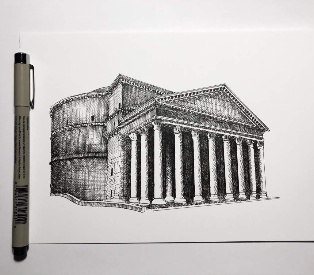 Drawing of The Pantheon in Rome Art Amino
