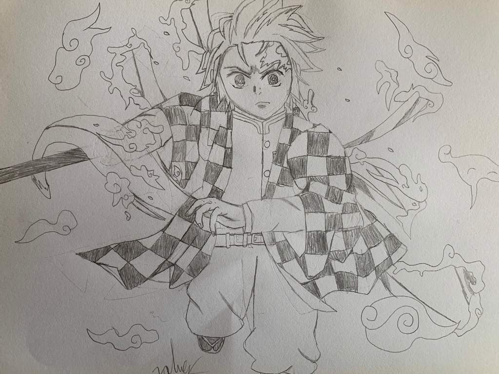 Drawing of Tanjiro / First time trying. | Demon Slayer: Kimetsu No ...