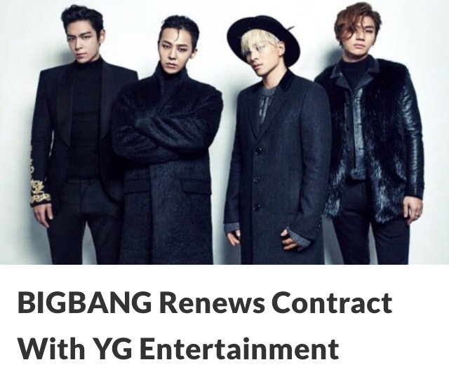 Bigbang Renews Contract With Yg Big Bang Amino Amino