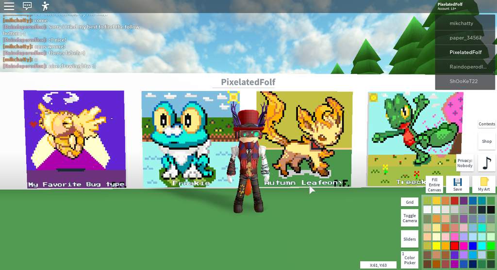 Some Pixel Art Made In Roblox Pokemon Amino - roblox pixel art maker