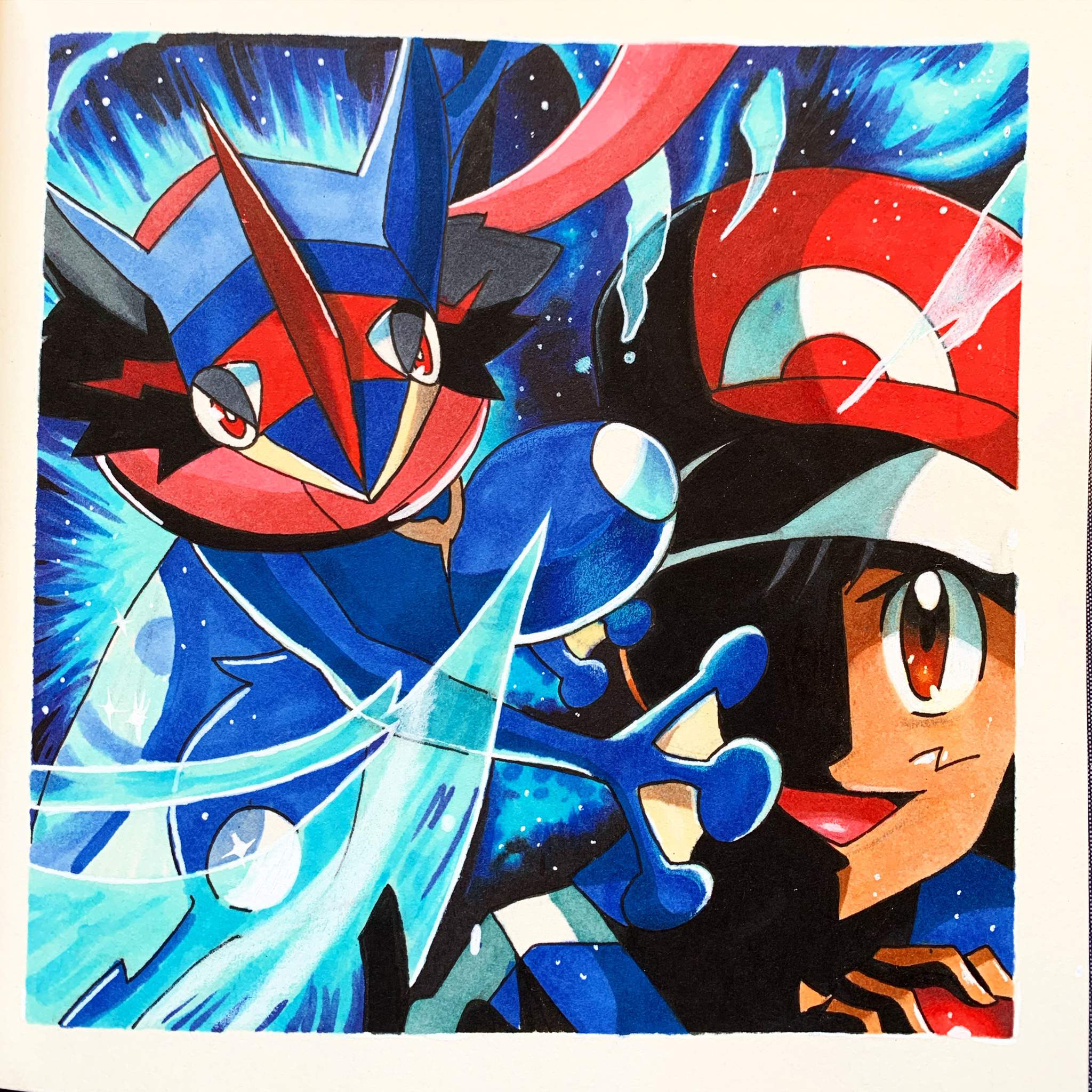 Ash and greninja | Drawing Amino