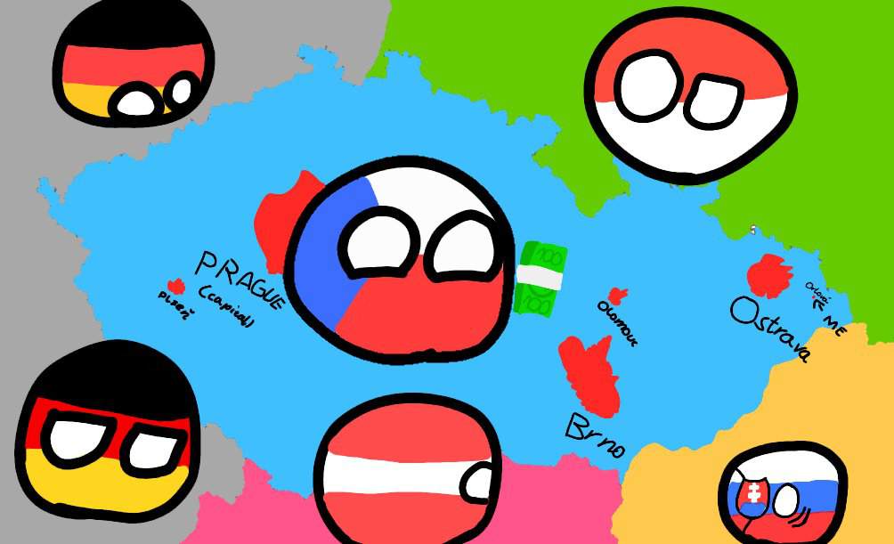 Map of Czechia, with country balls | Polandball Amino