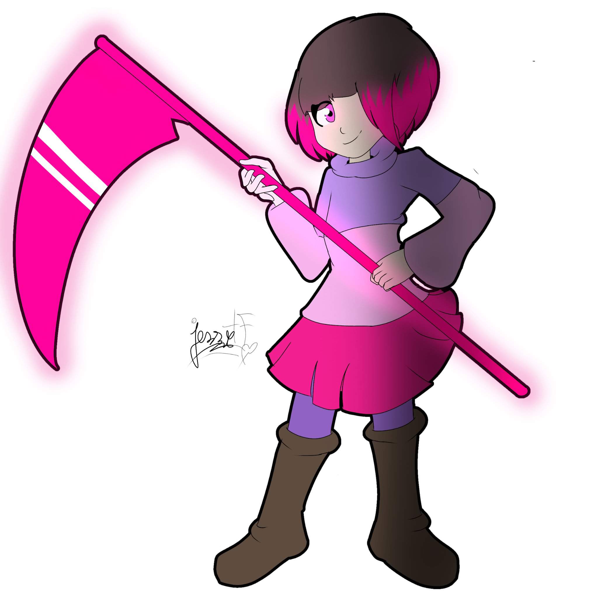 Betty noire with scythe | Glitchtale Amino