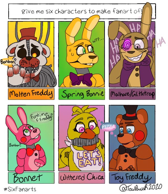 Here’s Six Characters! :) | Five Nights At Freddy's Amino