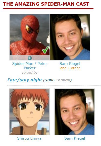 Fun fact Shirou's original VA was the first fate VA to voice Spider-man |  Type-Moon Amino