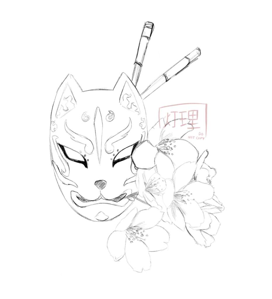 kitsune fox and chopsticks concept design | Tattoo Amino