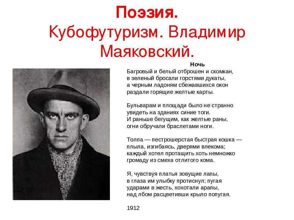 Маяковский сравнивал поэзию. Кубофутуризм Маяковского. Футуризм в литературе Маяковского стихи.